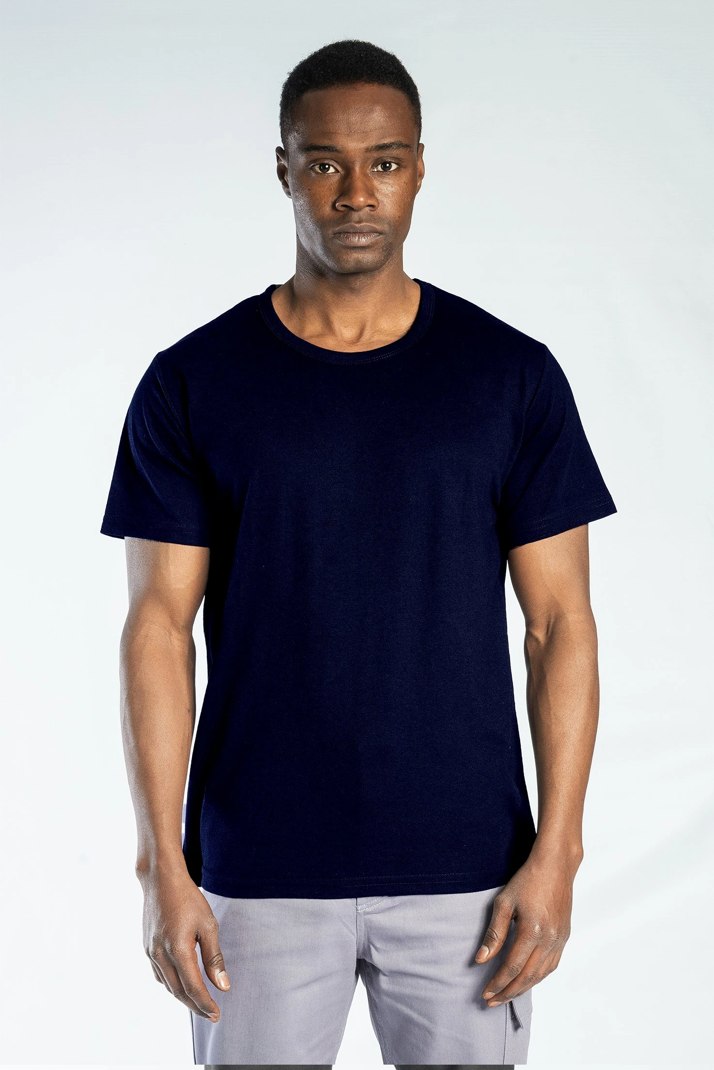 Elegans Basic Bisiklet Yaka T-Shirt Lacivert