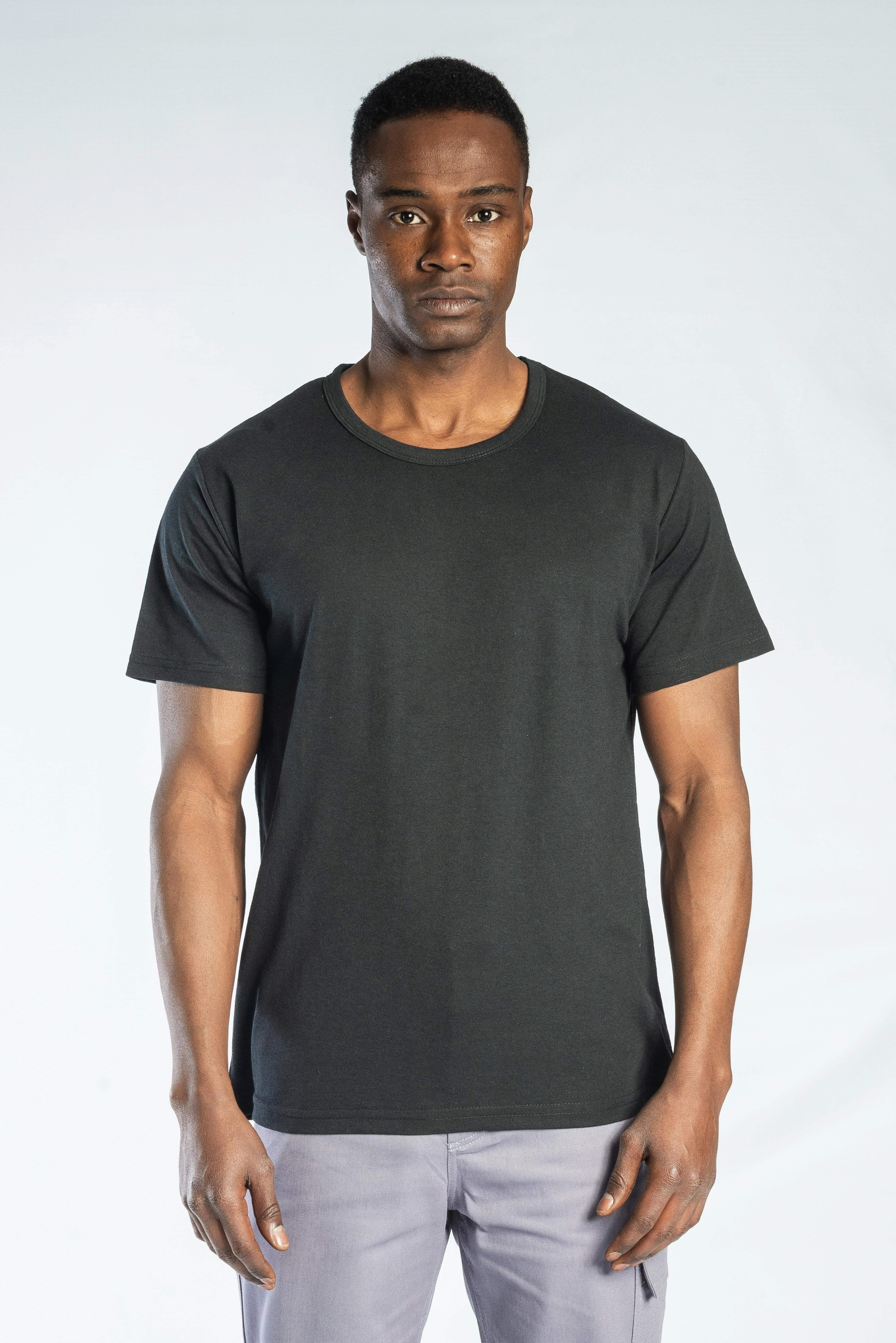 Elegans Basic Bisiklet Yaka T-Shirt Siyah