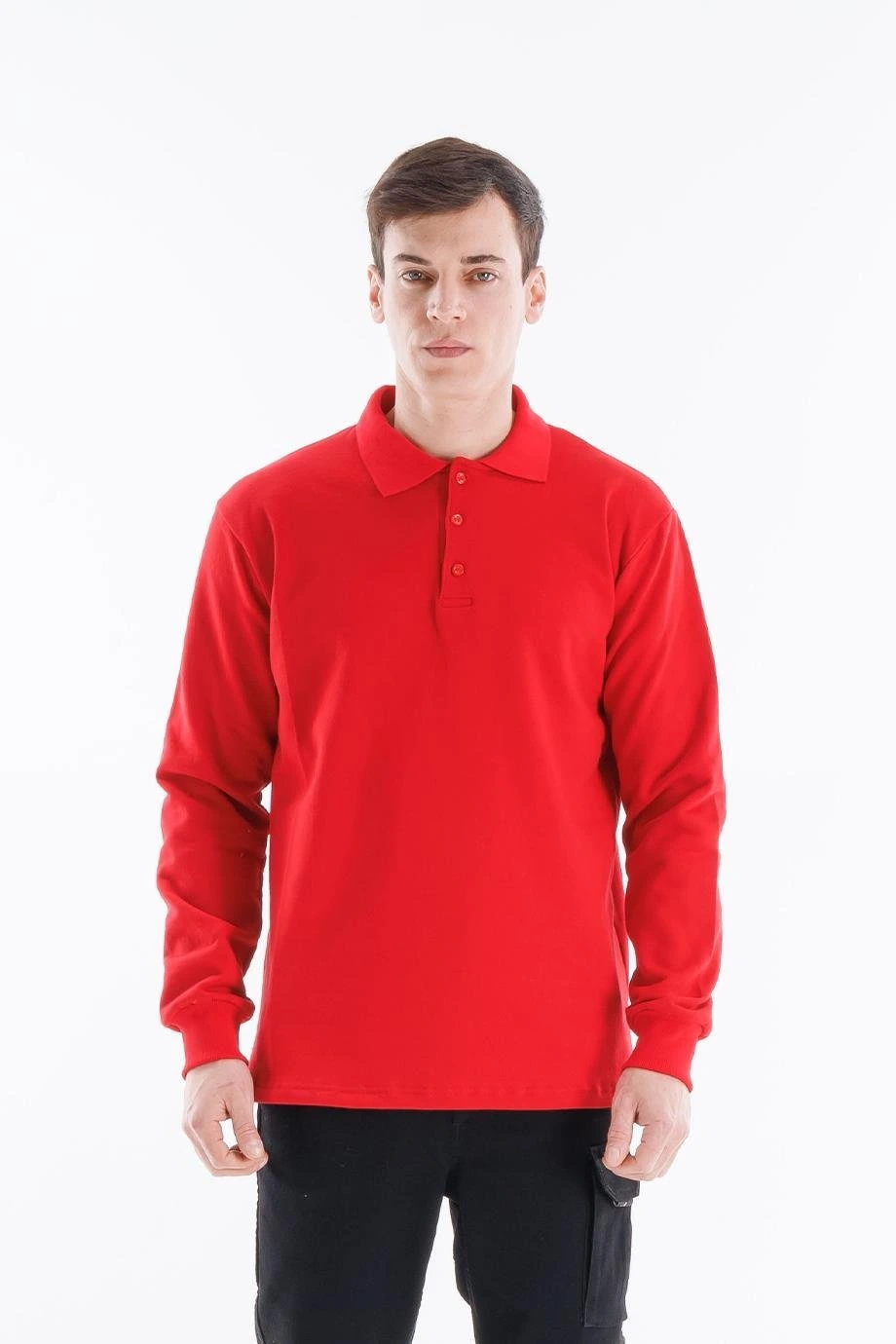 Elegans Polo Sweatshirt Kırmızı