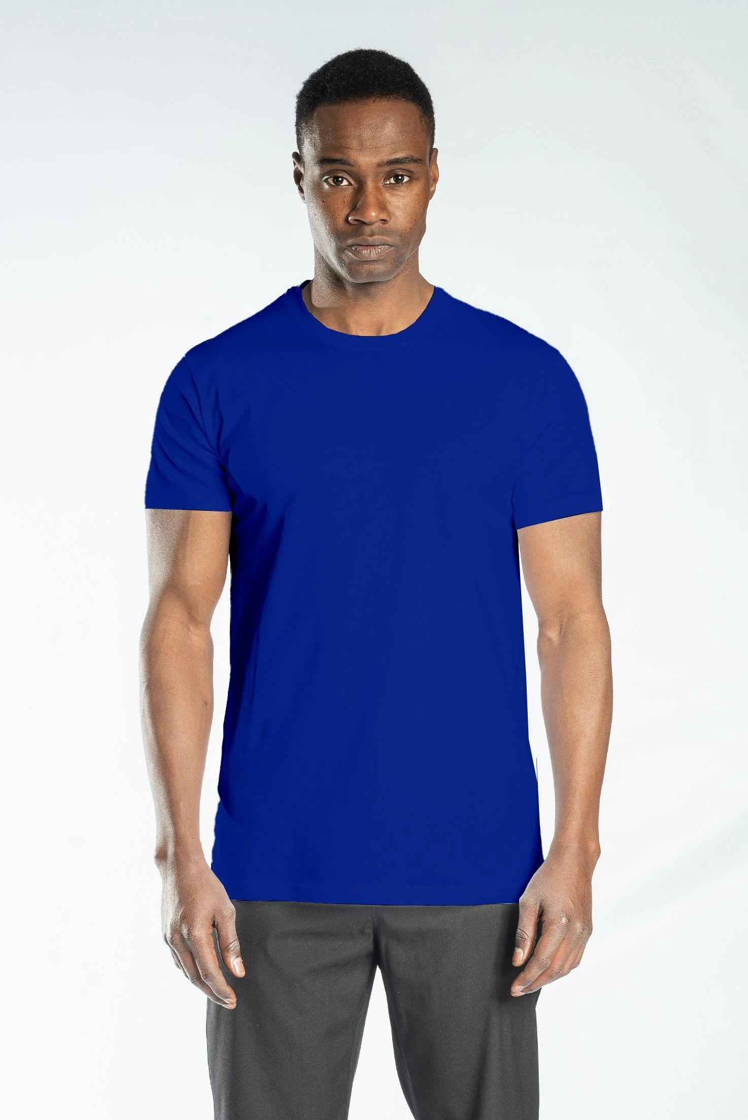 Regular Basic Bisiklet Yaka T-Shirt Saks Mavi