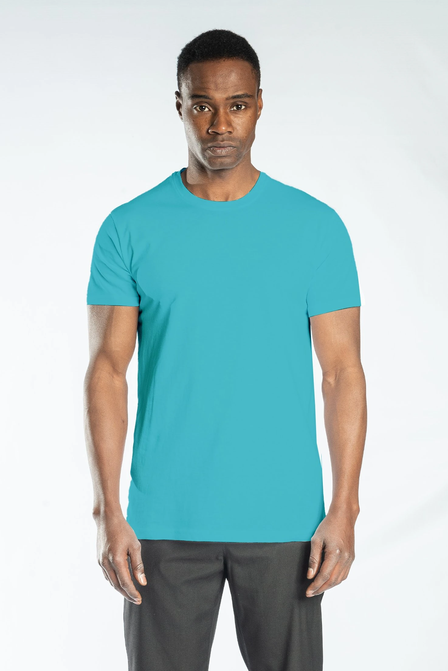 Regular Basic Bisiklet Yaka T-Shirt Turkuaz