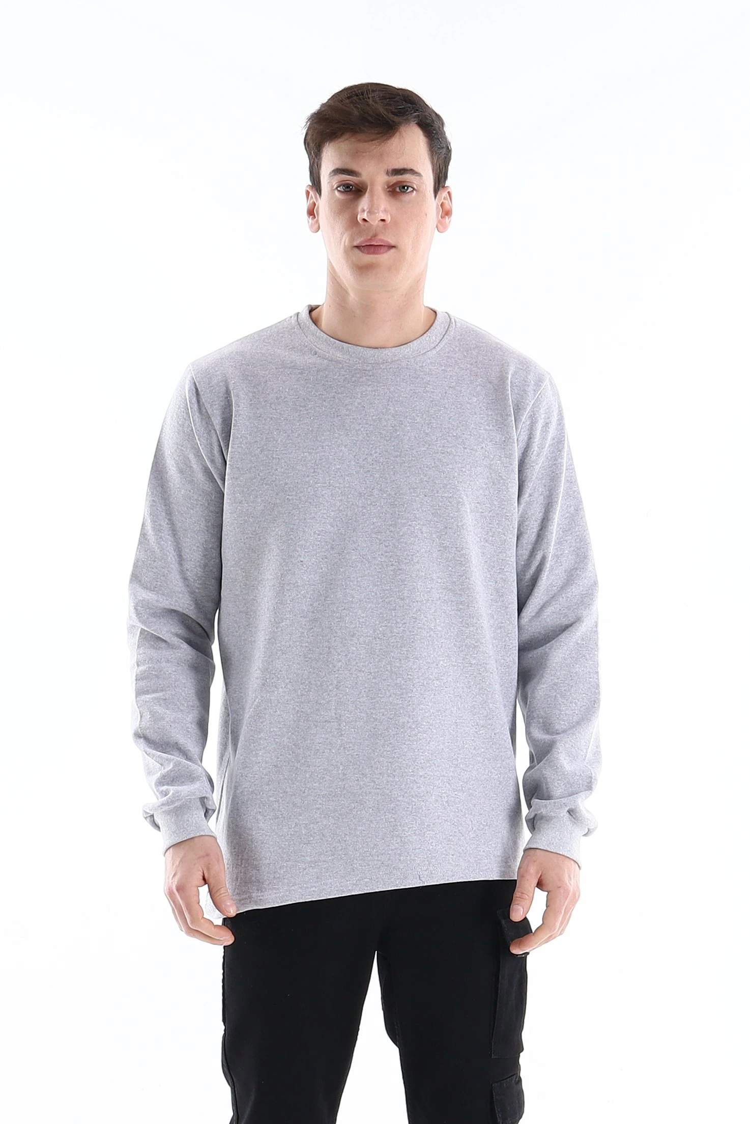 Regular Bisiklet Yaka Sweatshirt - Gri