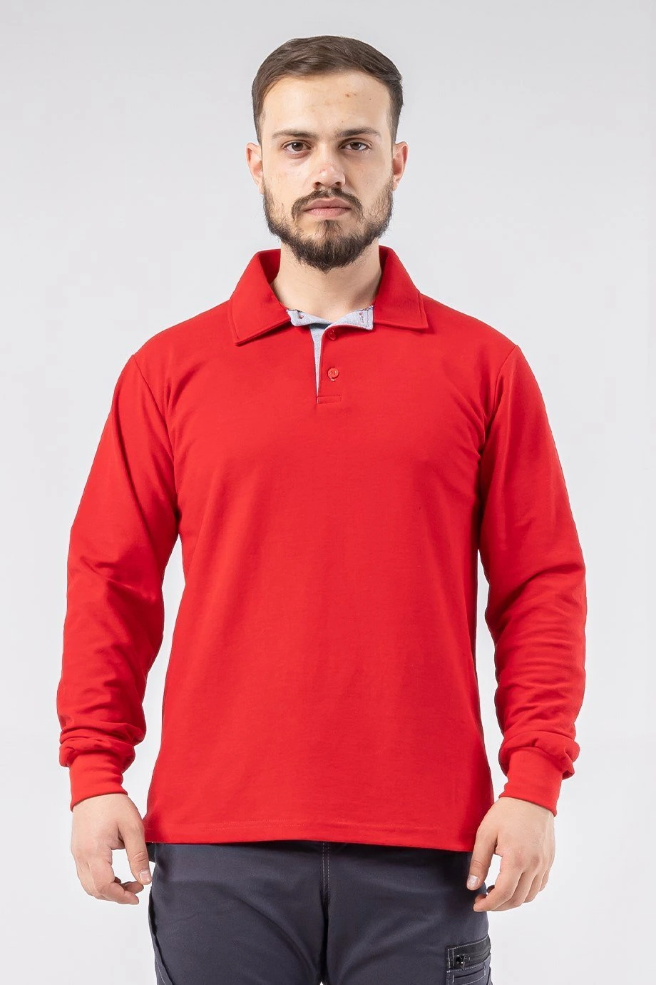 Regular Polo Pike Uzun Kol T-Shirt Kırmızı