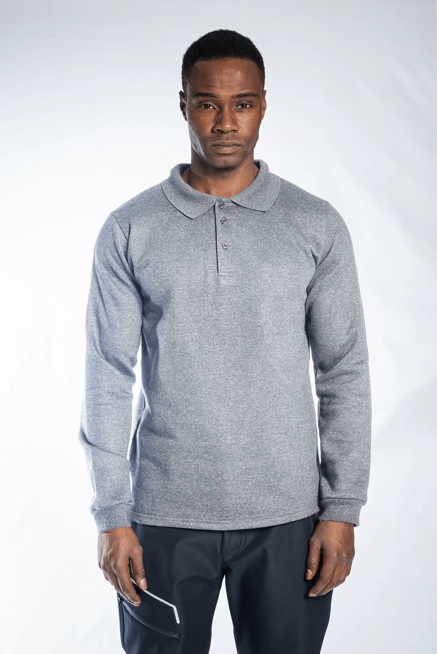 Regular Polo Sweatshirt Gri